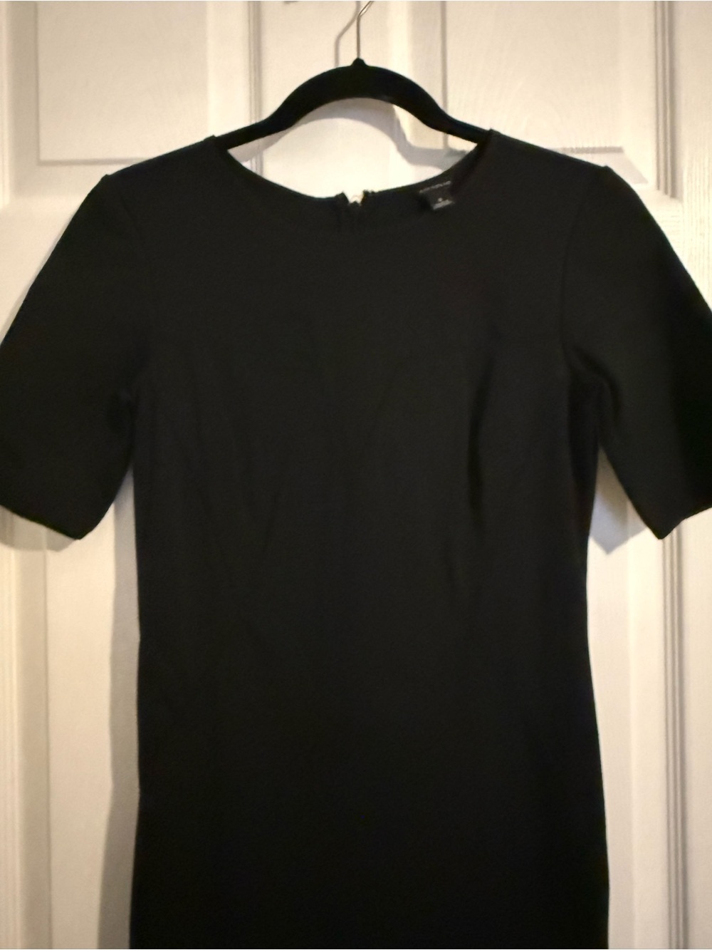 Ann Taylor Black Short-Sleeve Midi Sheath Dress - Picture 3 of 6